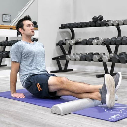 OPTP Silver AXIS Moderately Firm Foam Roller – Half-Round, Silver, 36" x 3" | Moderate density for sports medicine, physical therapy, Pilates, yoga, trigger point myofascial release, Heat-molded EPP foam - size: 36" x 3" Half-Round