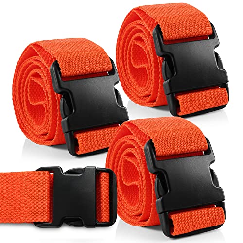 Primacare IR-5006-3 Pack of 3 Backboard Strap – Adjustable Patient Immobilization Straps with Quick Release Buckles for Spine Boards, Emergency Medical Use, 7 Feet, Orange - size: Basic Buckle 7 Ft