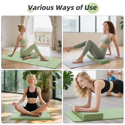 HAHE Foldable Yoga Mat 74"Lx32"Wx1/3"Thick, Folding Exercise Mats