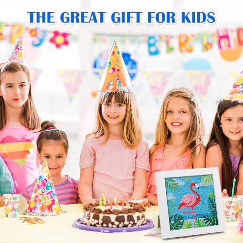 Leixonl Diamond Art Kits for Kids with Framed (7 in) Cartoon Animals DIY Gem Art Painting - Arts & Crafts Gifts for Beginners & Teens (Flamingo) - color: Flamingo