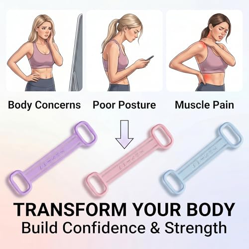 3 Pack Resistance Bands with Handles, Shoulder Trainer for Physical Therapy Home Workout Pilates, Ergonomic Grip Durable Exercise Bands - color: Pink , Blue , Purple