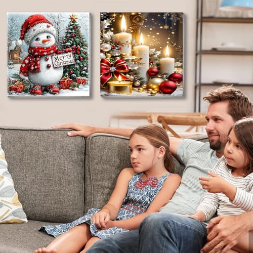 4 Pack Christmas Paint by Numbers Kit for Adults with Framed,Snowman Truck Candle Christmas Tree Paint by Number with Wooden Easel DIY Winter Bonfire Landscape Adult Paint by Number Kits10X12-10x10in - color: 4 Pack Paint by Numbers-0725-1, size: 8x12in w