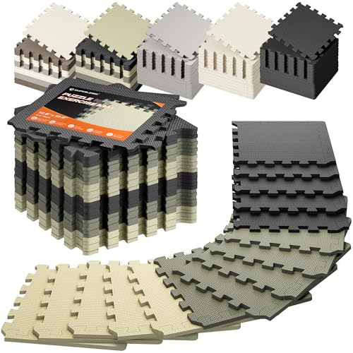 SUPERJARE Gym Floor Mats, EVA Foam Puzzle Exercise Mats, Foam Floor Tiles | Cushioned Interlocking Workout Mat, Gym Flooring for Home Gym, Playroom, Garage, 12.6"x12.6"x0.4" - color: Camouflage Trio, size: 18 Tiles (18 Sq Ft)