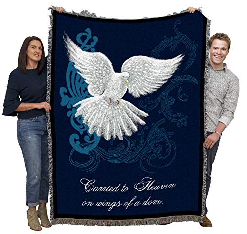 Pure Country Weavers Carried to Heaven on Wings of a Dove Blanket by Sherri Buck Baldwin - Sympathy Bereavement Gift Tapestry Throw Woven from Cotton - Made in the USA (72x54) - color: Wings Dove, size: 72" x 54"