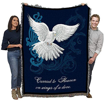 Pure Country Weavers Carried to Heaven on Wings of a Dove Blanket by Sherri Buck Baldwin - Sympathy Bereavement Gift Tapestry Throw Woven from Cotton - Made in the USA (72x54) - color: Wings Dove, size: 72" x 54"