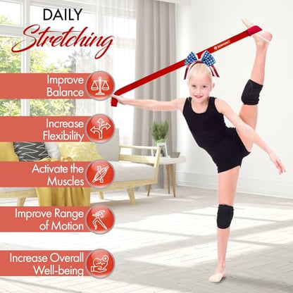 Cheer Stretching Strap for Flexibility Training and Stunt Practice | Durable Stretch Band to Improve Flexibility and Range of Motion, Essential Accessory for Cheerleaders - color: Red