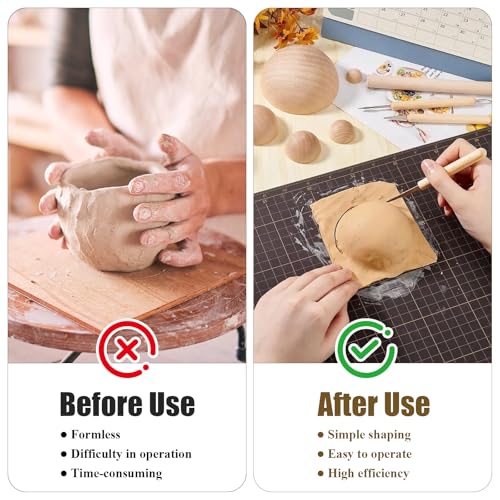 Half Round Pottery Tools Set, 12 Sizes Wooden Hemisphere Ceramic Top Tool | Pottery Plate Press Tool Clay Tools for Crafts,DIY Decorative Project,Making Ceramic Bowl(2/2.5/3/4/4.5/5/6/6.5/7/7.5/8/9cm)