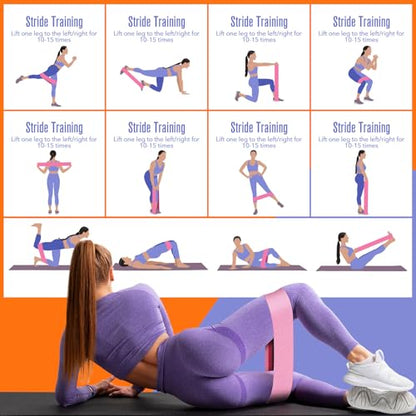 Booty & Resistance Bands – 3 Level Non-Slip Fabric Exercise Bands for Legs & Glutes, Women & Men, Squats, Hip Thigh Training, Yoga, Pilates, Home Workout - color: Green - Purple - Black