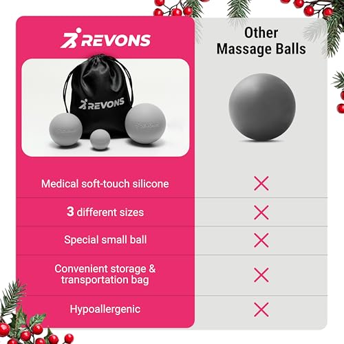 3 in 1 Massage Ball Set - Lacrosse Balls for Myofascial Release, Back Pain Relief, Face Fitness, Trigger Points, Yoga, Physical Therapy, Muscle Recovery and Soft Deep Tissue Massage (Gray) - color: Gray