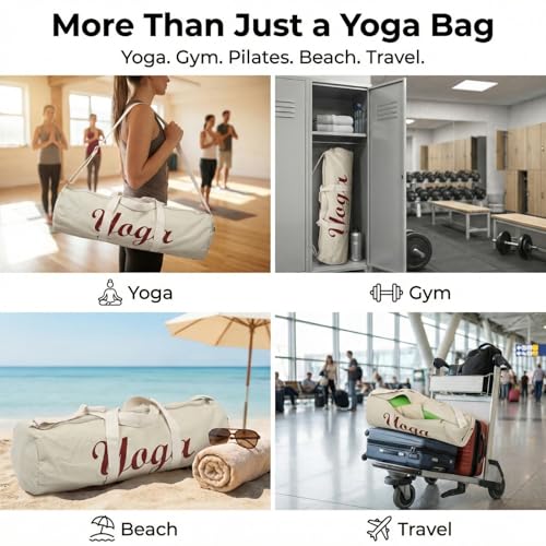 KNK Yoga Mat Bag, Cotton Canvas Carrier with Adjustable Strap