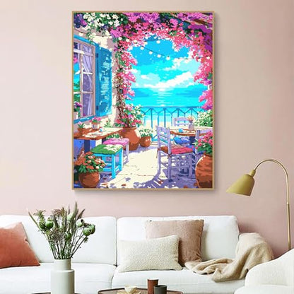 ZRIZQ Paint by Numbers Kit for Adults Beginner,Flowers Home,16x20 | Full set with wooden brushes,rolled canvas,rich paints.Calming activity.Beginner friendly.Just open and paint. - color: 16"X20"Rolled Canvas(Frameless)-Landscape 6
