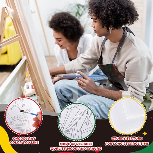 Sherr 96 Pcs 12 Sets Pre Drawn Canvas Kit for Painting Craft Sip and Paint Kit for Adults Pre Printed Canvas Painting Favor for DIY Birthday Gifts Adult's Date Party, 8 x 10 Inches(Juneteenth) - style: Juneteenth
