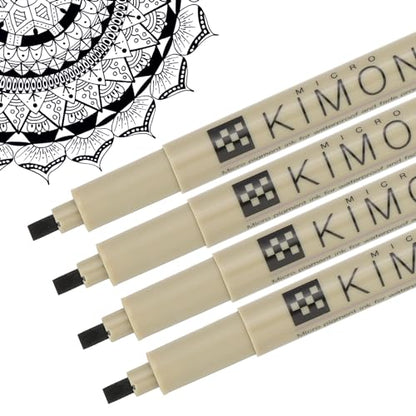 PATIKIL Micro Pen Fineliner Pens, 4Pcs 3mm Medium Point Drawing Pens Waterproof for Archival Artist Calligraphy Illustration Journaling Sketch, Black - size: 3mm
