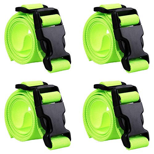 MAGARROW 24" 40" 60" 100" Strap Buckle Packing Straps Adjustable 1-Inch Belt - color: Neon Green (4-Pack), size: 1" Wide - 40" Long