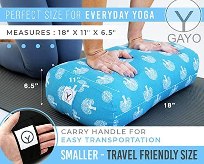 Y O GAYO Yoga Bolster - Made with 100% Cotton, Yoga Pillow Set Includes Extra Washable Cover and Carry Bag - color: Travel Size (18 x 11 x 6.5 in)