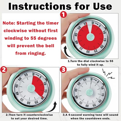 60-Minute Magnetic Visual Timer, Silent Operation and No Battery Needed, Time Management Tools for Kitchen, Homeschool Desk, Office Meetings & Home Learning Timer (Green) - color: Green
