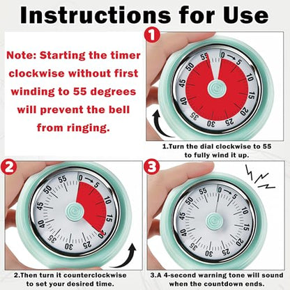 60-Minute Magnetic Visual Timer, Silent Operation and No Battery Needed, Time Management Tools for Kitchen, Homeschool Desk, Office Meetings & Home Learning Timer (Green) - color: Green