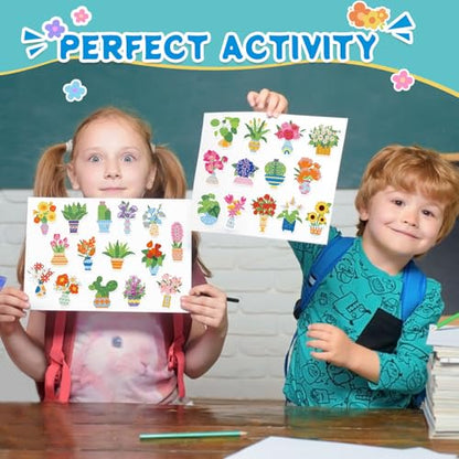Labeol Diamond Art Kits for Kids Boys and Girls Ages 6-8-10-12 Easy to DIY Creative Diamond Art Sticker Craft by Numbers Kits for Kids and Adult Beginners (Potted Plant) - style: Potted Plant