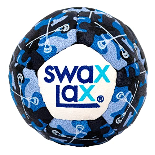 SWAX LAX Lacrosse Training Ball - Indoor Outdoor Practice Less Bounce & Rebounds - color: Blue Camo Sticks