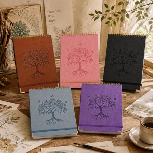 Blank Notebook Journal, Hardcover Sketchbook, 300 Page No Bleed Thick Paper | Spiral Notebook Large B5, Embossed Leather Unlined Sketch Pad for Women Men Kids Smooth Journaling Sketching Gifts, Lay Flat - color: Blue, size: B5 (7" x 10")