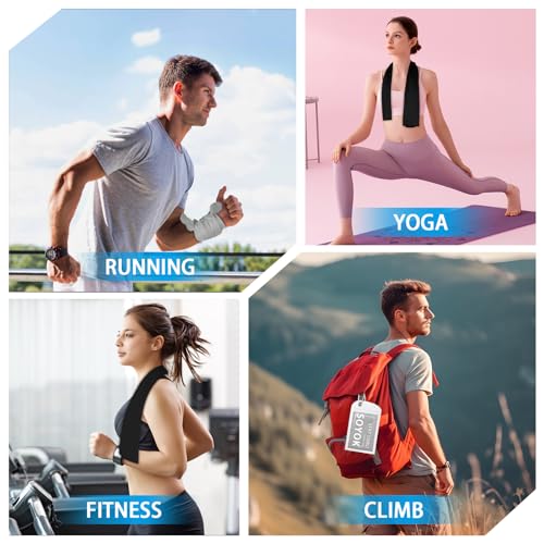 SOYOK 4 Packs Cooling Towels, 40" x 12" Cooling Towels for Neck and Face | High-density microfiber,Soft Breathable,Portable,Reusable, Waterproof Bag,Carabiner,for Running, Yoga, Travel, Climb - color: Light Grey/Light Grey/Dark Grey/Dark Grey