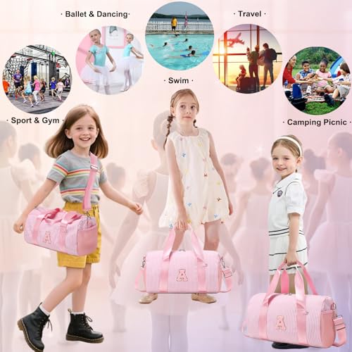 Personalized Initial Dance Bag for Girls,Small Gym Sport Yoga Dance Bags Gift for Teen Girls Women,Cute Letter Kid Weekender Ballet Bags,Toddler Travel Duffle Tote with Adjustable Straps - color: Pnk, style: A