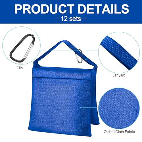 Jerify 12 Packs Photography Weight Bags Photo Studio Filled Weight Bag Empty Heavy Sandbag Set for Photography Tripod Stand Light Stand Sports Outdoor Photo Video Studio Boom Brackets (Blue) - color: Blue