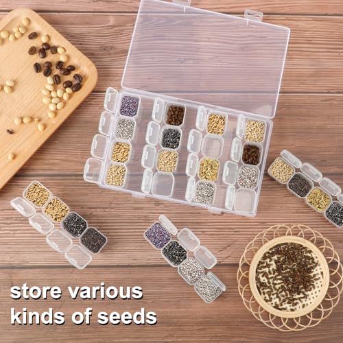 SGHUO Diamond Painting Storage Boxes 3 Pack 28 Grid Plastic Bead Organizer | Clear Plastic, Divided Compartments, for Diamond Art Beads Jewelry and Craft Supplies, Portable Project Storage - size: 3pcs
