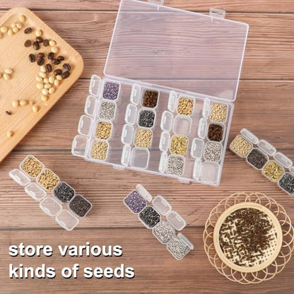 SGHUO Diamond Painting Storage Boxes 3 Pack 28 Grid Plastic Bead Organizer | Clear Plastic, Divided Compartments, for Diamond Art Beads Jewelry and Craft Supplies, Portable Project Storage - size: 3pcs