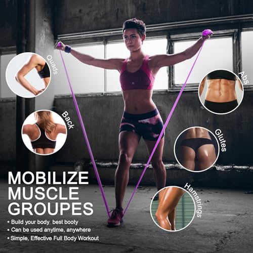 5-Piece Resistance Bands Set, 5.9 ft, Latex-Free for Exercise and Therapy - color: Gradient Pink Set, size: 5.9FT