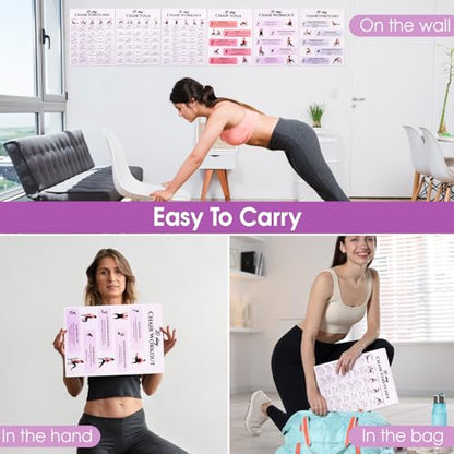 Karlaris 30 Day Chair Yoga Chart Posters Set, 6-Pack | Workout Charts with Black Marker, Stretching & Gentle Seated Exercise Chart, Office Yoga Poses, Senior Exercise Guide