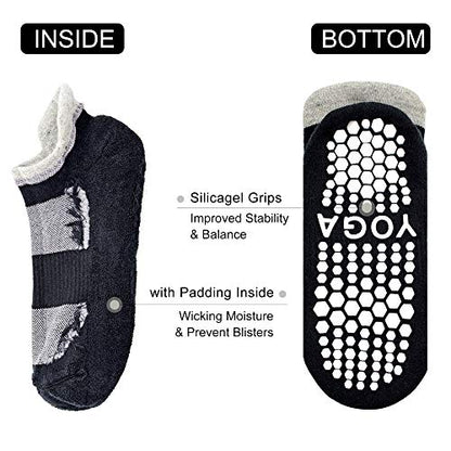 Busy Socks 2 Pack Women Ankle Non Slip Yoga Pilates Grip Socks with Cushion | Anti Skid Slipper Arch Support Socks for Barre Bikram Dance Trampoline Fitness Hospital Home Floor Walking Jogging Cardio - color: 2 Pairs Black/Pink
