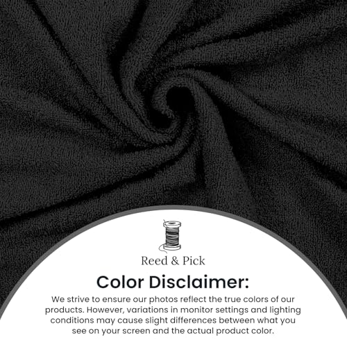 Reed&Pick 24 Pack Black Hand Towels 100% Cotton Spa Towels 16x26 inches Highly Absorbable Facial, Gym, Hair and Face Towels in Bulk - color: Black, size: 16x27 Pack of 24