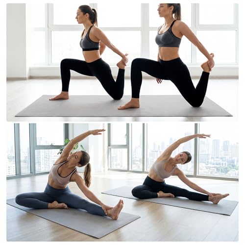 Woanger 2 Pack Hot Yoga Mat Thick 12mm and Towel Non Slip 72" x 26.5" Extra Large Absorbent Microfiber with Nylon Strap for Pilates Exercise Fitness Workout