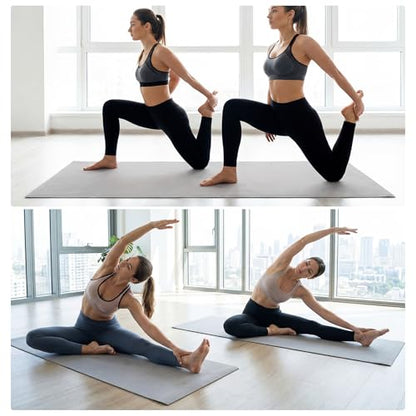 Woanger 2 Pack Hot Yoga Mat Thick 12mm and Towel Non Slip 72" x 26.5" Extra Large Absorbent Microfiber with Nylon Strap for Pilates Exercise Fitness Workout