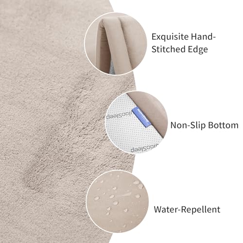 Huloo Sleep Ultra Soft Baby Play Mat for Floor,1.3" Thick Elasti-Foam 47x47 Play Mat for Playpen,Water-Repellent Coral Velvet for Tummy Time, Non-Slip Backing Safe for Toddlers & Infants（Beige） - color: Beige, size: 47"×47"×1.3"