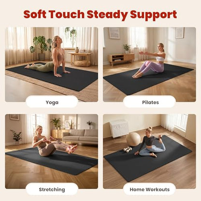 THAILE Large Exercise Mat, 7'x5'/6'x4'/8'x5', 6mm Workout Mat for Home Gym | Heavy-Duty & Shoe-Friendly Large Yoga Mat: Textured grip and cushioning support cardio, Pilates, stretching workouts - size: 8x5FT