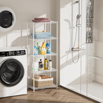 Golpart 5Tier Adjustable Storage Shelves Metal Wire Shelving Standing Shelf - color: White, size: 5-tier-12"Dx22"Wx59"H
