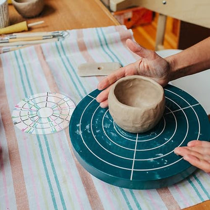 GeryVtee Pottery Trimming Spinner Pottery Trimming Tools Rotary Disc Mini Pottery Wheel Clay Tools for Potters and Clay Artists（(Large+Small）