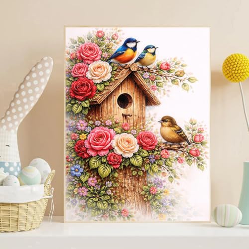 Diamond Art Kits for Adults, Birds Diamond Art Painting Kits for Adults | Stress Relief Birds Vintage Full Round Drills 5D Heartfelt DIY Gift Gem Crafts Kits Wall Decor HD Canvas 11.8x15.7 in 30x40cm - color: Birds