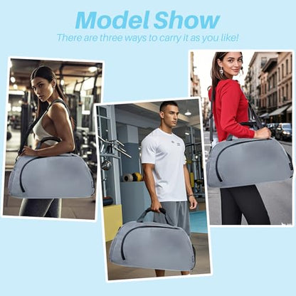 Small Gym Bag with Shoes Compartment&Wet Pocket,Unisex Sport Bag - color: Silver Grey