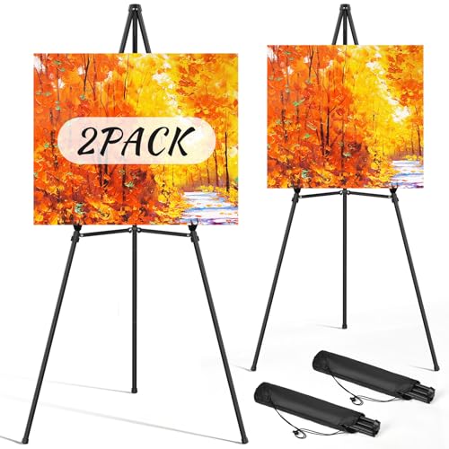 Easel Stand for Sign Portable,66" Easel Display Stand Metal, Adjustable Easels for Display,Wedding Signs, Posters-Black(2 Pack) - style: 2 Pack
