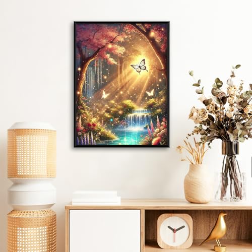 Landscape Diamond Art Kits for Adults Beginners 12x16 in, DIY Craft Gift | Fantasy Diamond Painting Kits for Adults, Stress Relief, Home Wall Decor, 5D Full Round Drill Gem Art - color: DP-US03