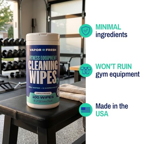 Vapor Fresh Fitness Equipment Cleaning Wipes, Unscented, 100ct, 6 Canisters - size: 100 Count (Pack of 6)
