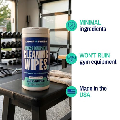 Vapor Fresh Fitness Equipment Cleaning Wipes, Unscented, 100ct, 6 Canisters - size: 100 Count (Pack of 6)