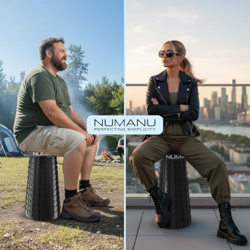 NUMANU 3XL Cushioned Collapsible Stool for Adults, Folding Seat, 1000 lbs - size: 3XL 23.2" + Cushion & Bag