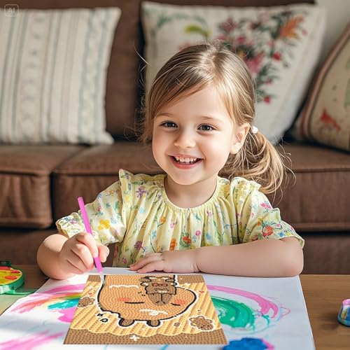 PERFECTSIGHT Cute 5D Diamond Art Kits, Kawaii DIY Painting Art for Adults Teen, 4 Pack Diamond Arts and Crafts Sets, Big Gem Full Drill Diamond Dots for Women (Capybara) - style: Capybara