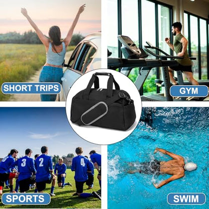 14 inch Small Gym Bag for Women & Men, Mini Duffel Bag for Travel Sports Lightweight Carry On Bag, Black - color: Black