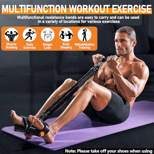2026 Upgrade Foot Pedal Resistance Band, Adjustable 4-Tube Pedal Ankle Puller Resistance Band with Handle, Multifunction Home Gym Equipment, Stirrup Puller for Men Women for Full Body Exercise - color: Black 4 Tube