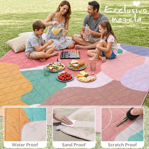 Exclusivo Mezcla Extra Large Waterproof Picnic Blankets 3 Layer, Sandproof and Foldable Outdoor Blanket for Beach Camping, Park and Travel, 60x80 Inch - color: Abstract Red, size: 80''*80''